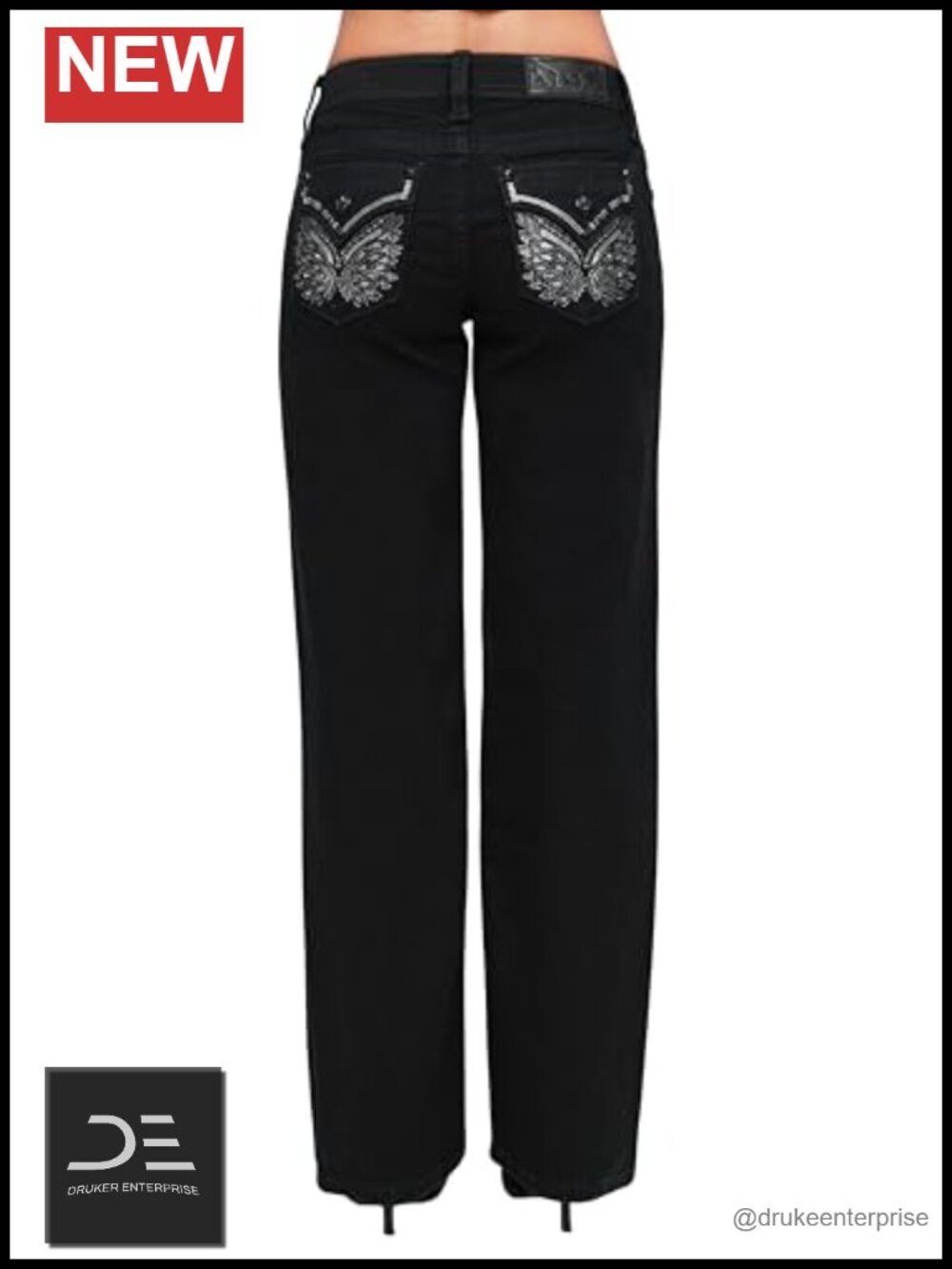 Miss Me Women's Embellished Faux Flap Pocket Slim Wide Leg Jeans